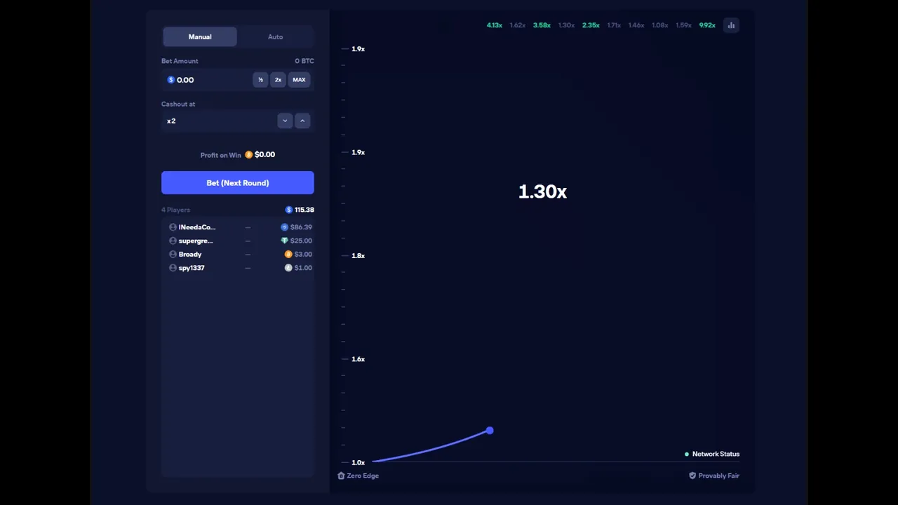 Multiplier climbing past 1.30x