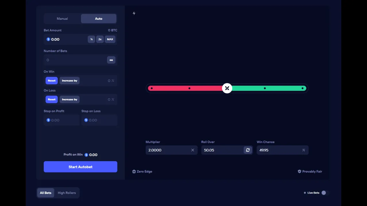Dice autobet settings