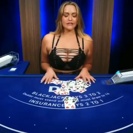 Mia Malkova at the Duel blackjack table