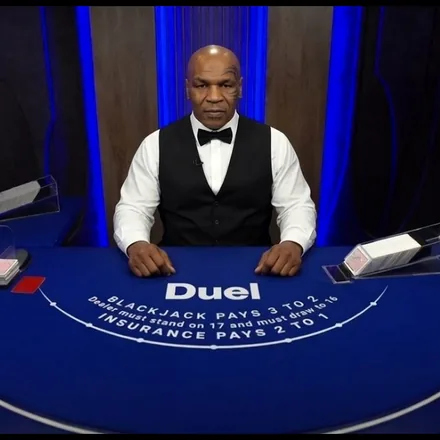 Mike Tyson at the Duel blackjack table