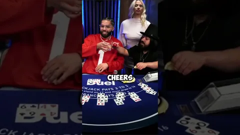 Drake and Rosh ordering tequila at the Duel blackjack table